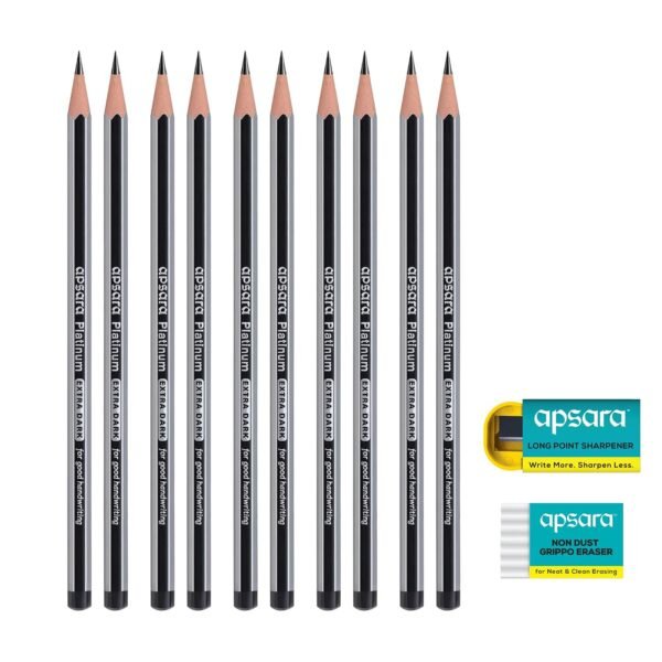 Apsara Pencil 3 Apsara Platinum Extra Dark Pencils - Pack of 10