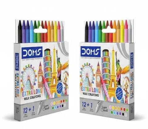 Colour Doms Extra Long Wax Crayons | Pack of 12+1 Shades