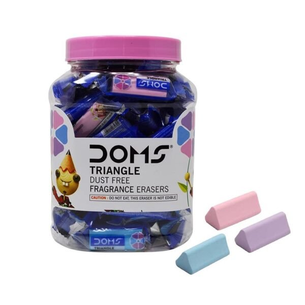 Doms Triangle Eraser Jar DOMS Non-Toxic Dust Free Triangle Fragrance Eraser Jar
