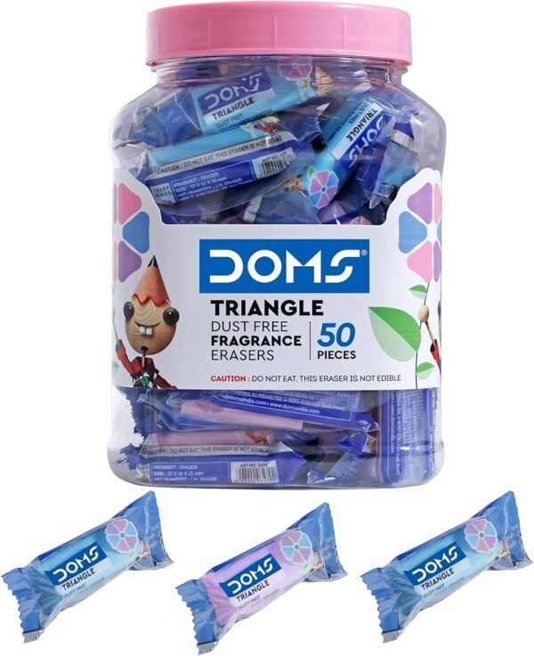 Doms Triangle Eraser Jar.1 DOMS Non-Toxic Dust Free Triangle Fragrance Eraser Jar