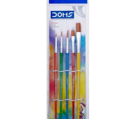 DOMS Colourmate Synthetic Paint Brush Set (Flat & Round)