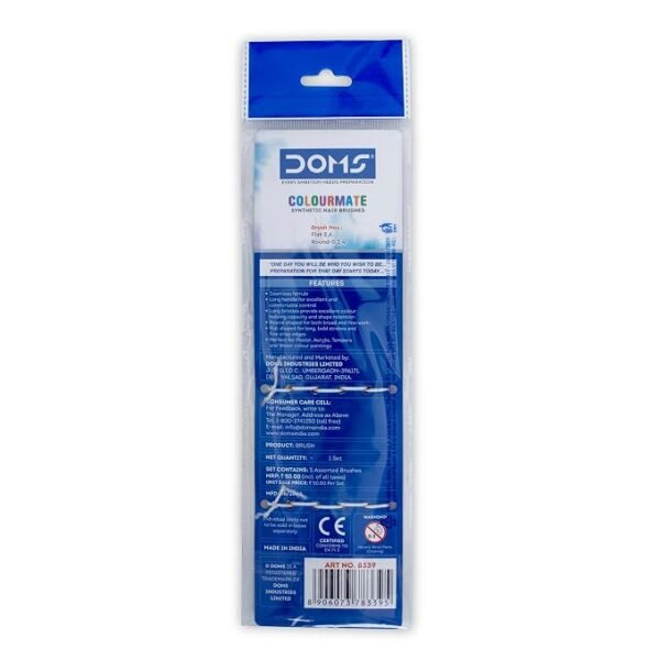 yyyyyy DOMS Colourmate Synthetic Paint Brush Set (Flat & Round)