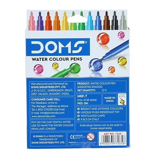 zzzzzzzzzzzzzzzzzztttttttttttttuuuuuuuiiiillllllllaaaaa Doms Water Colour Pens with 12 Shades